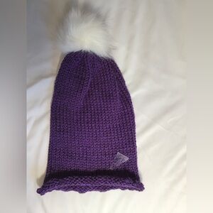 Stylish Purple Knit Pom-Pom Beanie Hat